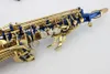 Hoge Kwaliteit Suzuki B Flat Soprano Saxofoon Verf Gouden Sleutel Straight Tube Unieke Blue Sax Top Muziekinstrumenten Gratis Verzending