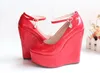 customize bride wedding shoes 5.5CM high platform wedges heel shoes size 30 to 43