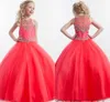 Rachel Allan Girl's Pageant Dresses Juvel ärmlös kristallpärlad klänning golvlängd blomma flickor klänningar hy1139