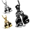 fashion insider Charming Jewelry 2pcs/set Biker Boxing Glove Pendant Stainless Steel Necklace Cool Men's Gifts Free Chain
