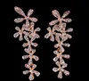 Fashion Long Snowflake Earrings Crystal Rhinestone Gold /Silver Tone Dangle Earrings Ear Stud Jewelry For Ladies /Girls