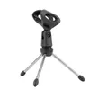 Supporto per microfono con treppiede Supporto per microfono universale nero pieghevole Supporto per microfono MicTripod Staffa da tavolo Tappo in gomma Mic EPYY8534138