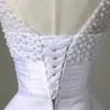 Vero campione nuovo bianco Breve abito da sposa Brides Sexy Pizzo perle di pizzo perline Bridal Gown abito da sposa Vestido de Noiva