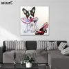 100% Handmade Cute Chihuahua Dog Oil Painting on Canvas Modern Cartoon Animal Lovely Pet Paintings For Room Wall Decor2525