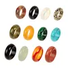 10pcs Sale Mixed Random Color Natural Stone Smooth Agate Fashion Finger Rings Jewelry for Women Men Real Assorted Quartz Crystal Band Rings