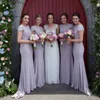 Lanvender Mermaid Elegant Bridesmaid Dresses Sparkle Sequins Cap Sleeves Backless Formal Wedding Party Dress Sexy Chiffon Long Prom Dresses