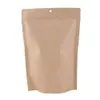100PCS 10x15cm / 12x20cm Mylar Folie Brun Kraftpapper Mat Tea Storage Bag Zip Lock Stand Up Paketväskor med Hang Holes