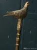 38 "Chinese Pure Copper Ekster Vogels Standbeeld Fu Word Walking Stick Crutch Crosier