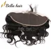 HD transparente/marrón Cierre frontal onda de cuerpo brasileño 13x4 Extensiones de cabello humano Bella Venta de calidad de cabello 11a