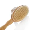 Wholenatural Bristle Middle Longhandled Bamboo Dusch Body Bath Brush Rund Huvud Borttagbar duschborste9757920