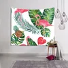 Tropischer Tenture-Flamingo-Wandteppich, Dschungelpflanze, Blätter, Wandbehang, Dekoration, bedruckter Polyesterstoff, Wildtier-Hintergrundkunst