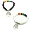 NY 7 CHAKRA JARMETE MEN Black Lava Healing Balance Pärlor Reiki Tree of Life Prayer Natural Stone Yoga Armband för kvinnor