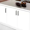 96 128 160mm Modern simples móveis de moda decoração lida com o armário de cozinha preto prateado, maçaneta de guarda -roupa cromada