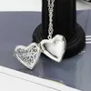 Médaillon Pendentif Colliers Sculpture Coeur Creux Collier Cadre Photo Amoureux Cadeau Bijoux En Argent pour Collier De Mariage De Mariée