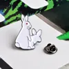 Cute Animal White Rabbits Enamel Brooch Pins Hat Shirt Denim Jacket Decor Party Prom Women Men Accessories