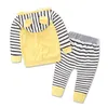 Hot Style Autumn Romper Infant Clothes For Baby striped Jumpsuit 2pcs set Toddler Casual 3D hooded clothes suit