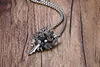 Mens halsband Rostfritt stål Dubbel Dragon Cross Sword Pendant Halsband för män Vintage Punk Animal Bike Smycken PN-712