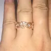 Fashion Flower Wind 925 Sterling Silverrose Gold Ring Jewelry Simulated Diamond CZ Ring Finger Finger Band Band For Women SZ 5،6،7،9،10