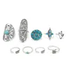 9PCS/Set Bohemian Retro Turkish Midi Ring Set Punk Flower Arrow Knuckle Rings For Women Joint Ring Jewelry Lot 10 Sets