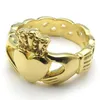 ヴィンテージシンプルなステンレススチールリングバンドCladdagh Heart Crown Love Mens Womens Ring for Wedding Jewelry Silver Gold321a