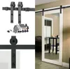 (EUA Frete grátis) 4ft/5ft/6ft/6.6ft/8ft Preto Rústico Aço Deslizante Celeiro Porta De Madeira Hardware Deslizante Barn Track Kit