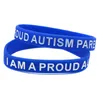 100PCS I am A Proud of Autism Parent Pulsera de decoración de caucho de silicona azul para regalo de promoción