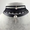 Hela Danze 3 PCS Set Steampunk Crystal Stone Pendant Läderhalsband för kvinnor Vintage Lace Choker Halsband Fashion Jewelr7300420