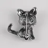 Broches modernos Broches de gato fofos Pin Up Up Jewelry for Women Suit Hats Clips Antique Silver Corsages2453