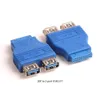 20 Pin Mother Board Header Kvinna till Dual USB 3.0 Typ A-Kvinna Adapter Connector Blue