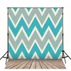 Blue and Grey Chevron Wall Backdrops Back Drop Photography Digital Printing Wooden Floor Vinyl Cloth Backgrounds for Children