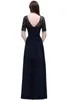 2018 Ny elegant Scoop Neckline Navy Blue Designer Bridesmaid Dresses Chiffon Lace Long A Line Plus Size Maid of Honor Gowns CPS522