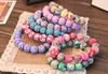 Kids 10mm*18 Beaded Bracelet Fashion Printed polymer clay bracelets 20pcs Bohemian beaded bracelets Elastic force Clay Bracelets