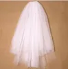 NOUVEAU 2017 Beauté Puffy Blanc Ivoire Doux Tulle Coude Longueur Deux Couches De Mariage Voiles De Mariée Avec Peigne Coupe Edge303D