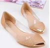 2017 Nuevo The Chic Metal Poined Toe Transparent Shiny Brillado Asakuchi Ballet Flat Shoes Women039s Zapatos4550960