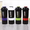 ロゴ蛋白質シェーカーブレンダーミキサーカップスポーツウォーターボトルワークアウトフィットネスジムトレーニング3層BPAフリーシェーカーコンテナ500ml