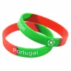 1pc 축구 팀 패션 실리콘 고무 손목 밴드 세그먼트 컬러 인쇄 로고 브라질 포르투갈 스페인 및 프랑스