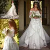 Vintage Cheap A-line New Designer Abito da sposa Arabo Pizzo con spalle scoperte Giardino maniche lunghe Abito da sposa Custom Made Plus Size