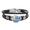 Pulsera de cuero Snap Punk Italia Venezuela Uruguay Bandera De Cristal Cabochon Charm Pulseras Mujeres y Hombres Joyería Al Por Mayor