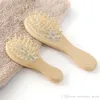 Hair Straightener Brush Wood Pointed Handle Steel Teeth Massage Hair Brush Head Care Comb Relaxing Wooden Hair Comb