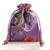 Épaissir pivoine fleur petit cordon sac en tissu soie brocart bijoux parfum maquillage outils pochette de rangement bonbons thé faveur sacs emballage