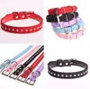 Valphundar Collar Bell Rhinestone PU Läder Cat Supply Collar Pet Neck Crem G475