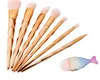 8PCs Mermaid Shape Makeup Brush Fish Scale Foundation Powder Eyeshadow Makeup Brushes Contour blandar kosmetiska borstar