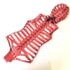 Red Bondage Restraint Leather Hood Adjustable Bdsm Bondage Harness Fetish Mask Bdsm Sex Toys Sex Game For Sale