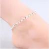 Ankiety moda 925 srebrne srebrne dla kobiet damskie dziewczyny unikalne niezłe seksowne proste łańcuch bead -łańcuch kostki biżuterii gi