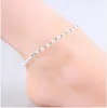 Anklets Fashion 925 Sterling Silver Anklets For Women Ladies Girls unika trevliga Sexiga enkla pärlor Silverkedja Anklet Ankel Foot Jewelry GI