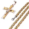 Aço inoxidável Mens pingente colares Jesus crucifixo charme colar de corrente para mulheres moda hip hop jóias acessórios2954091