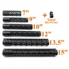 Zwart geanodiseerd 7,9,10,12,13.5,15 '' inch handguard rail gratis vlotter sleutel Mod quad rail mount-systeem met stalen vat moer