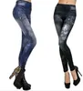 Mode vrouwen faux denim jeans leggings vlinder gedrukt potlood slank pluche grootte stretch jeggings sexy dame broek broek blauw zwart