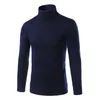 Wholesale- Mens Turtleneck Sweater Pullover New Autumn Winter Slim Fit Solid Color Knitted Jersey Hombre Sweater Men High Collar Jumpers