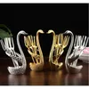 Gold Swan Fruit Fork Dessert Set Fashion Creative Costumes Luxurious Gold Fruit Fruit Fork Cutlery Quality Wedding Gift WD 571578707